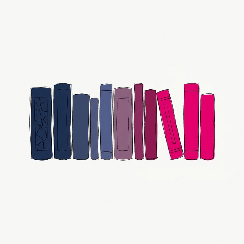 Una mesa de novedades con libros ordenados por color — el orden como seducción